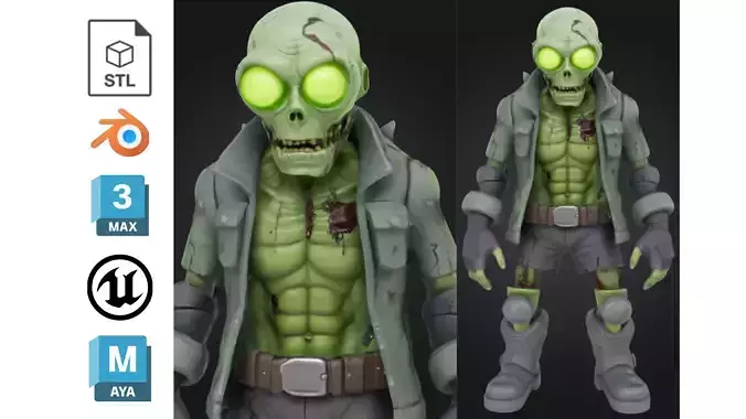 Cartoon Zombie Sci Fi Low-poly 3D model