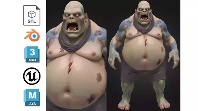 Bloated Undead Brute Low-poly 3D model