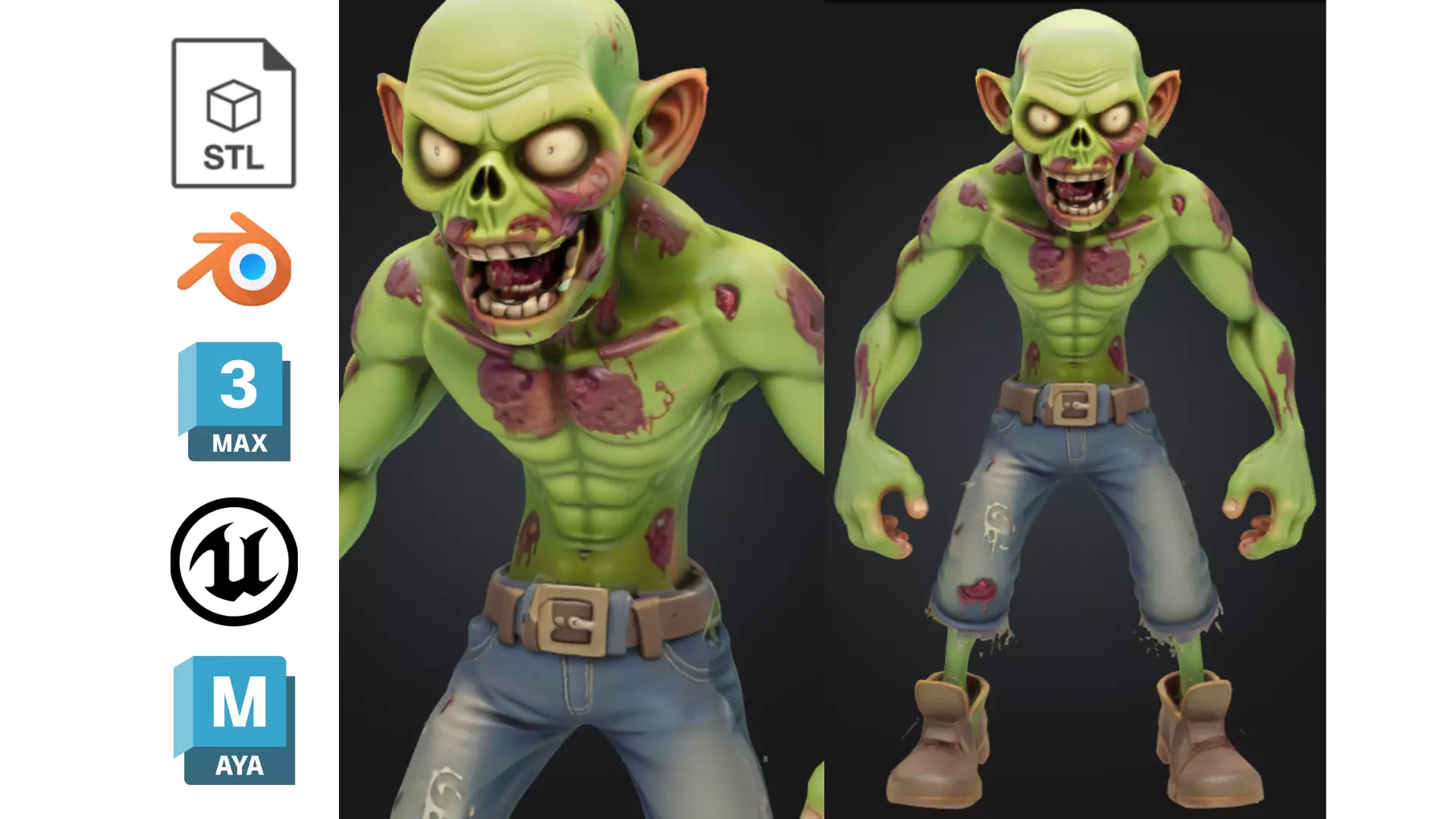 Stylized Zombie Low-poly 3D model_0