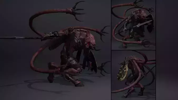 Thunder Spearman Tentacle Low-poly 3D model
