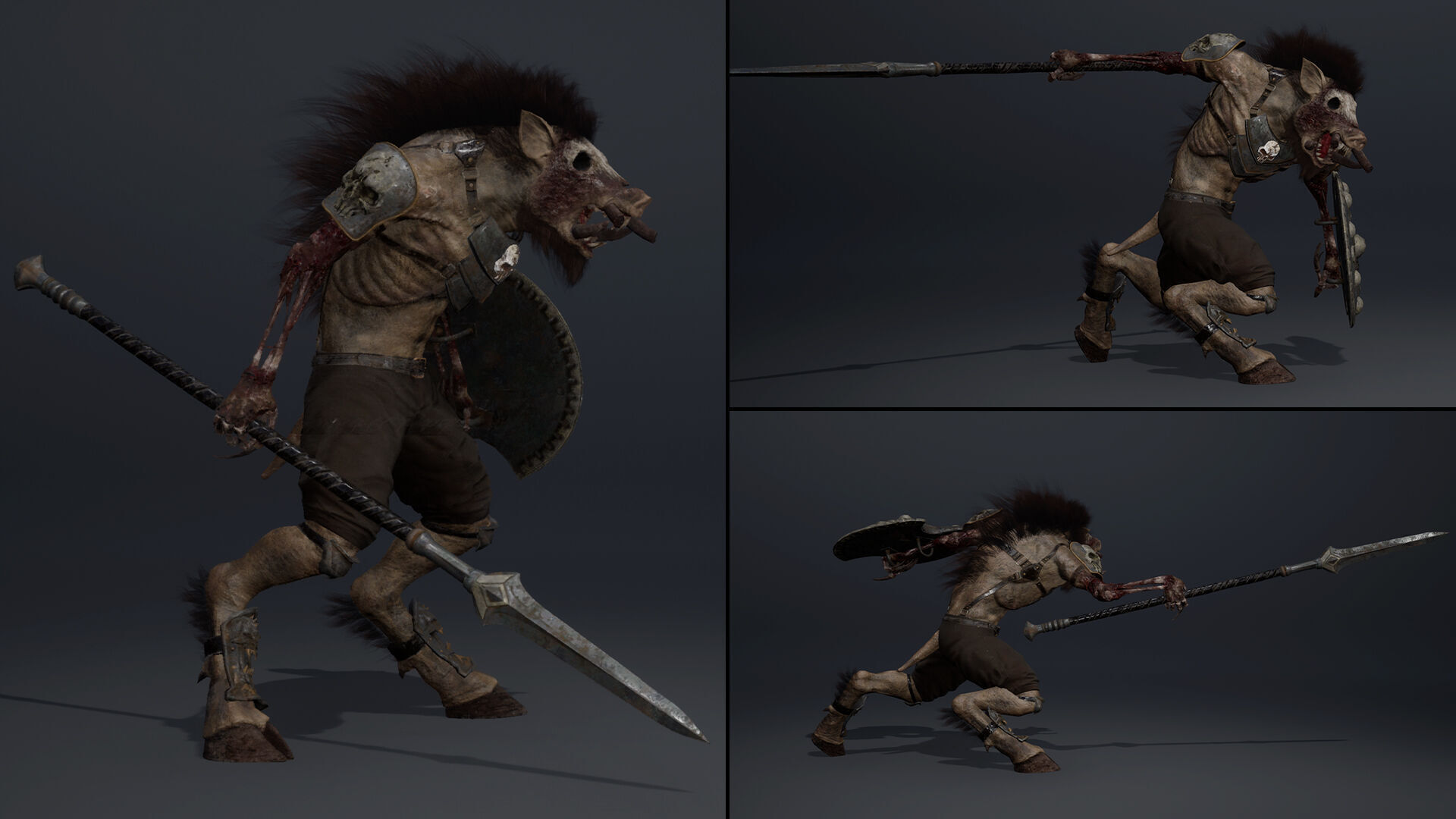 Thunder Spearman Damaged Low-poly 3D model_7