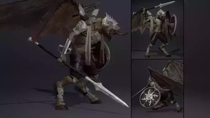 Thunder Spearman ArmWing Low-poly 3D model