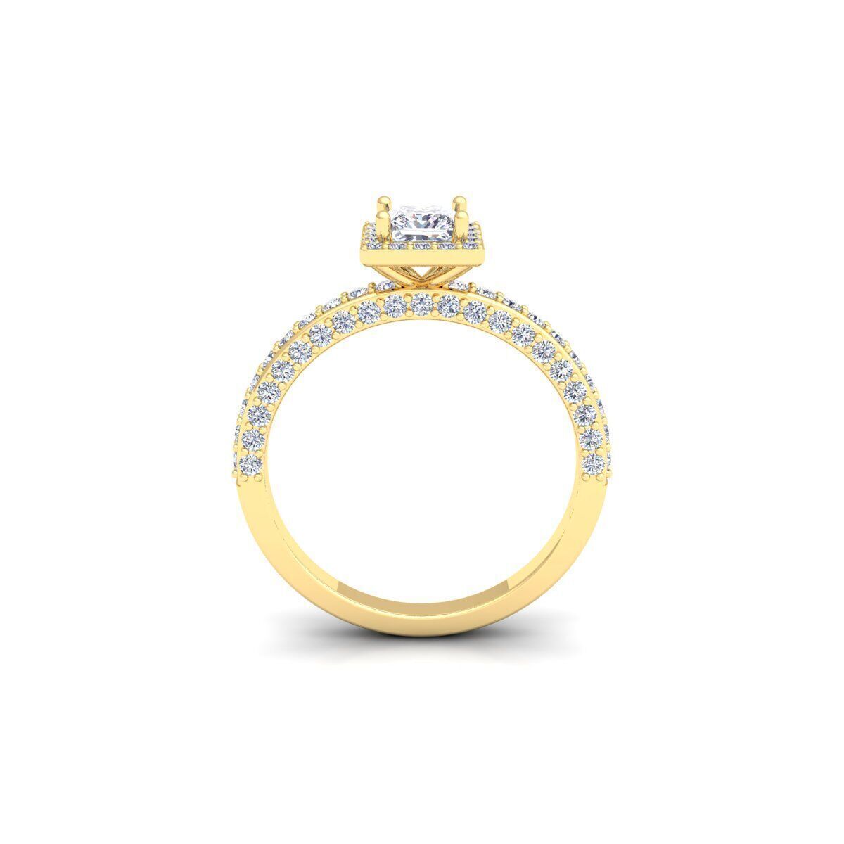 Princess Halo Diamond Ring 3d Model and Render 3D print model_3