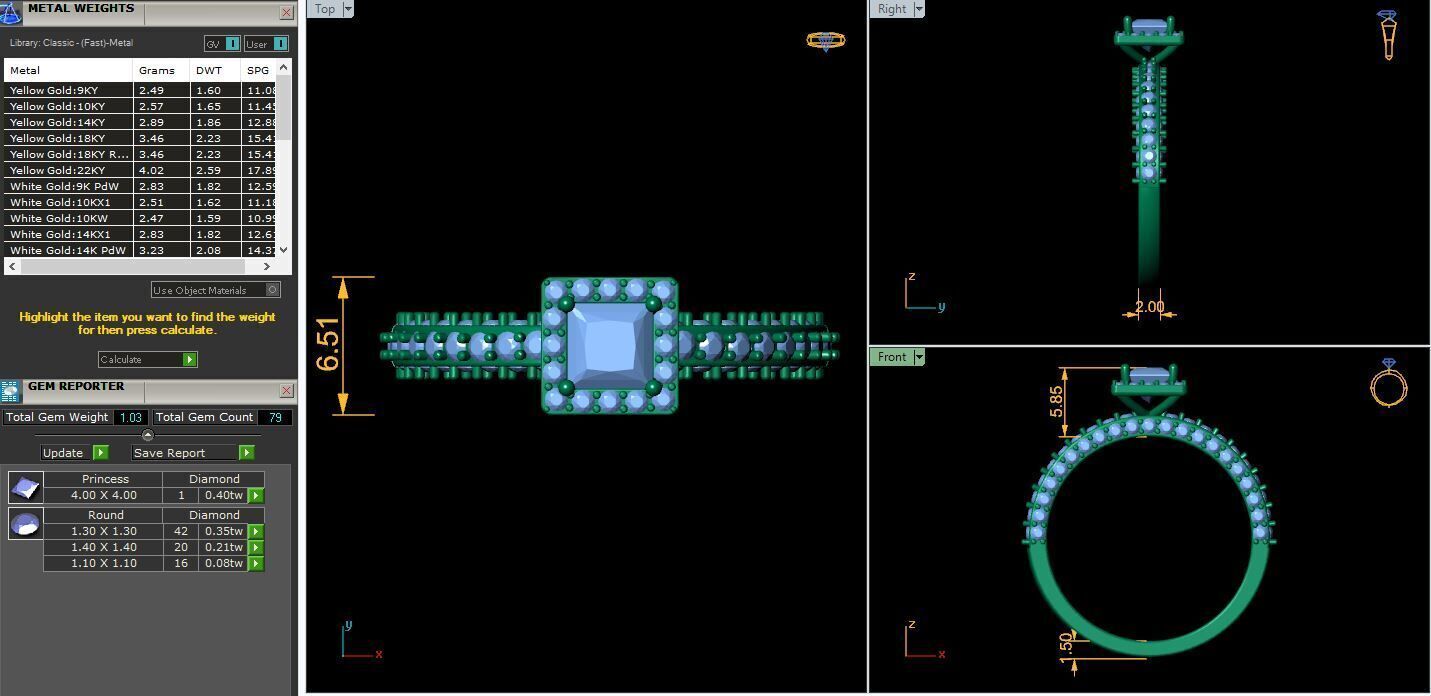 Princess Halo Diamond Ring 3d Model and Render 3D print model_12