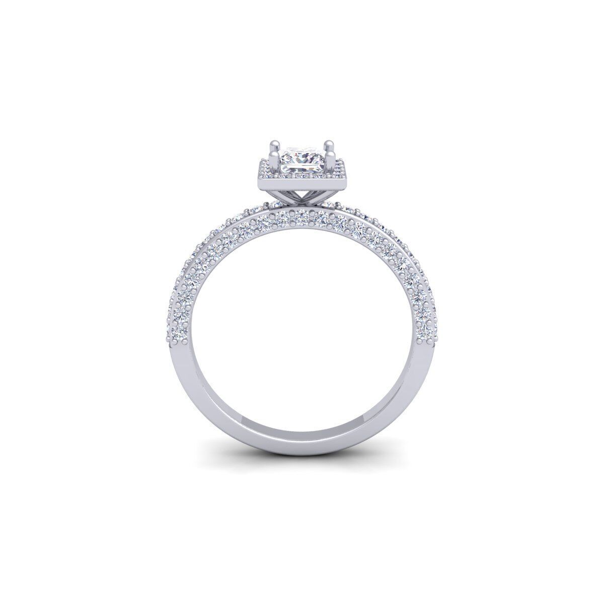 Princess Halo Diamond Ring 3d Model and Render 3D print model_5
