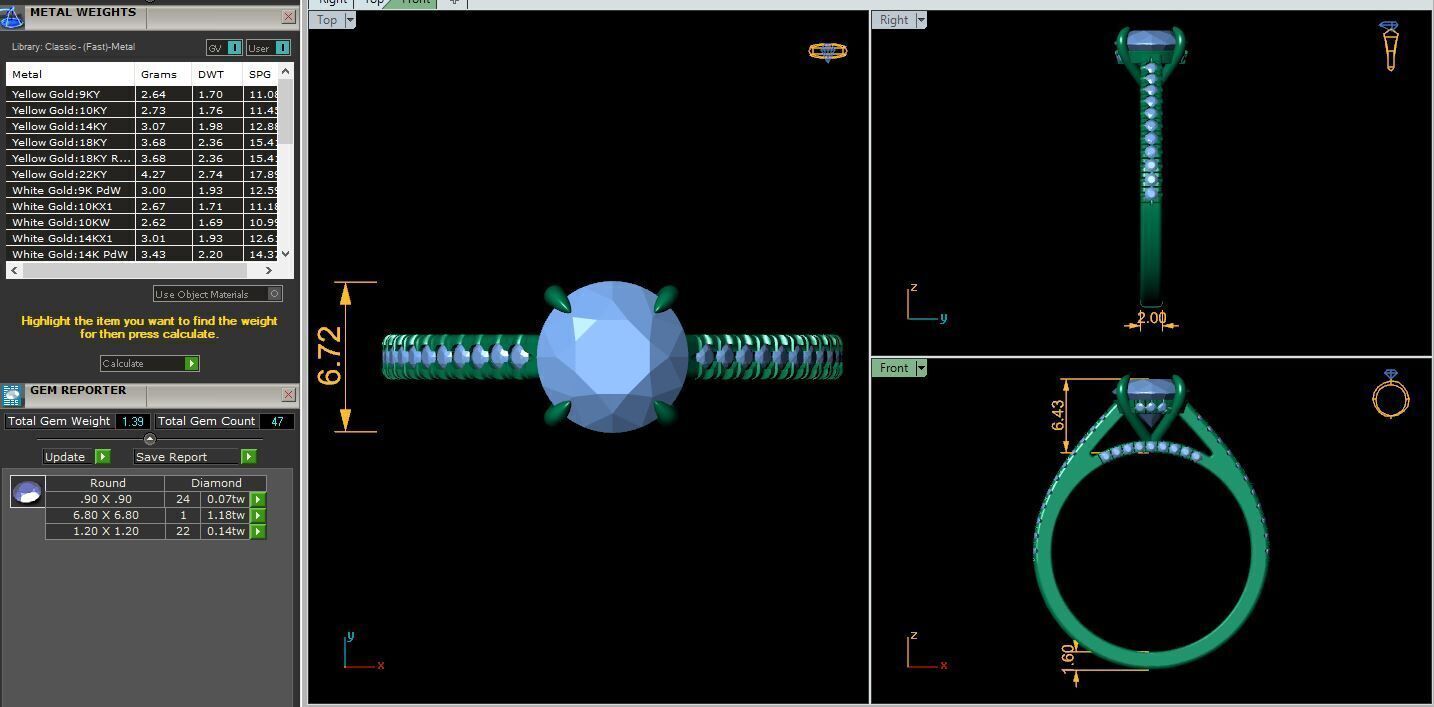 Round Engagement Diamond Ring 3d Model and Render 3D print model_12