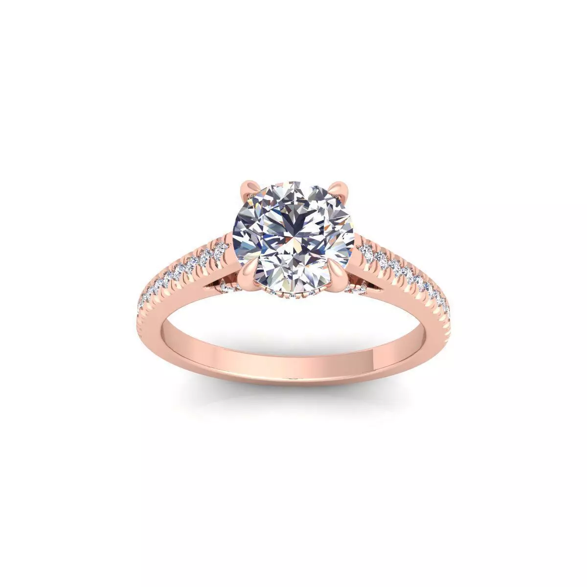 Round Engagement Diamond Ring 3d Model and Render 3D print model_0
