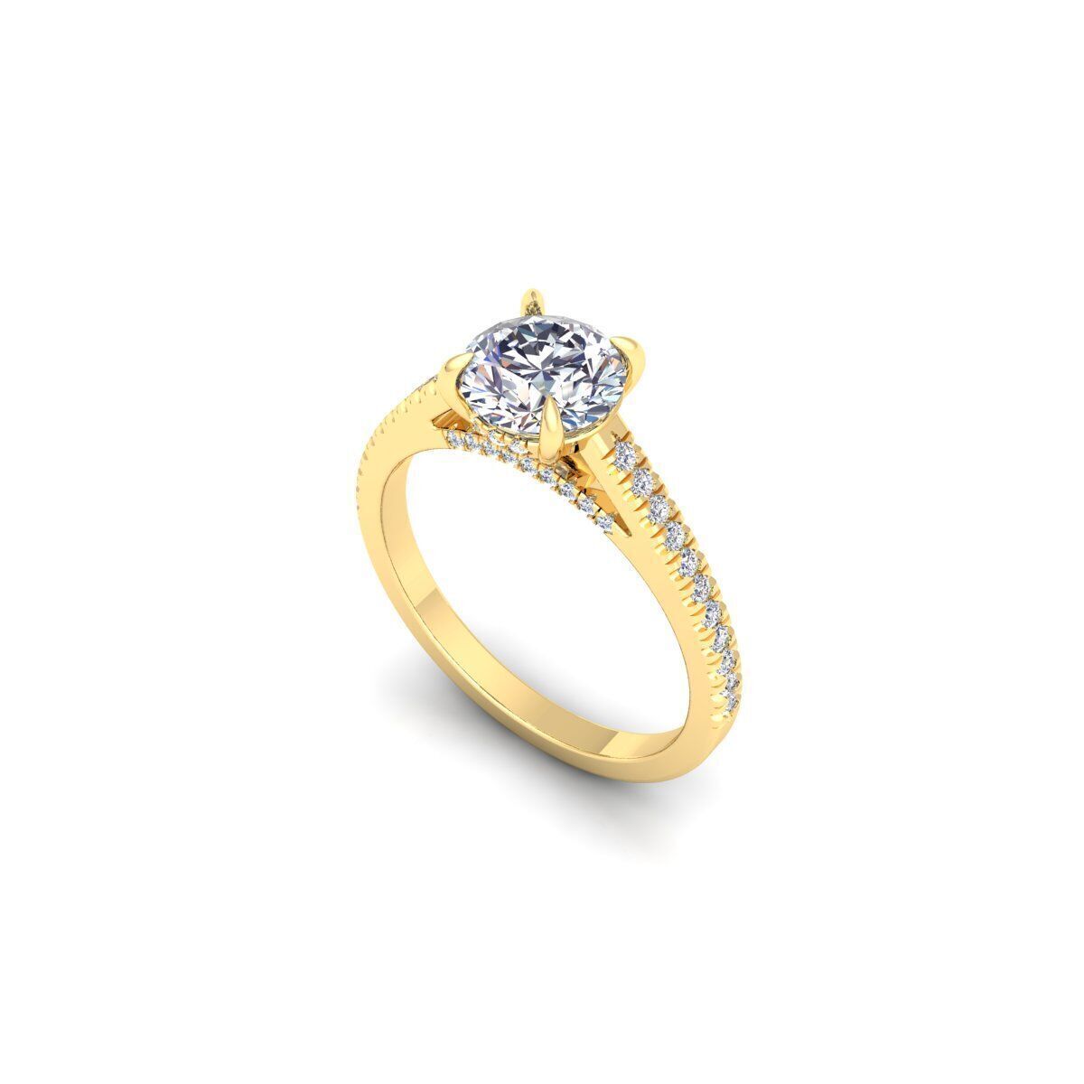Round Engagement Diamond Ring 3d Model and Render 3D print model_9