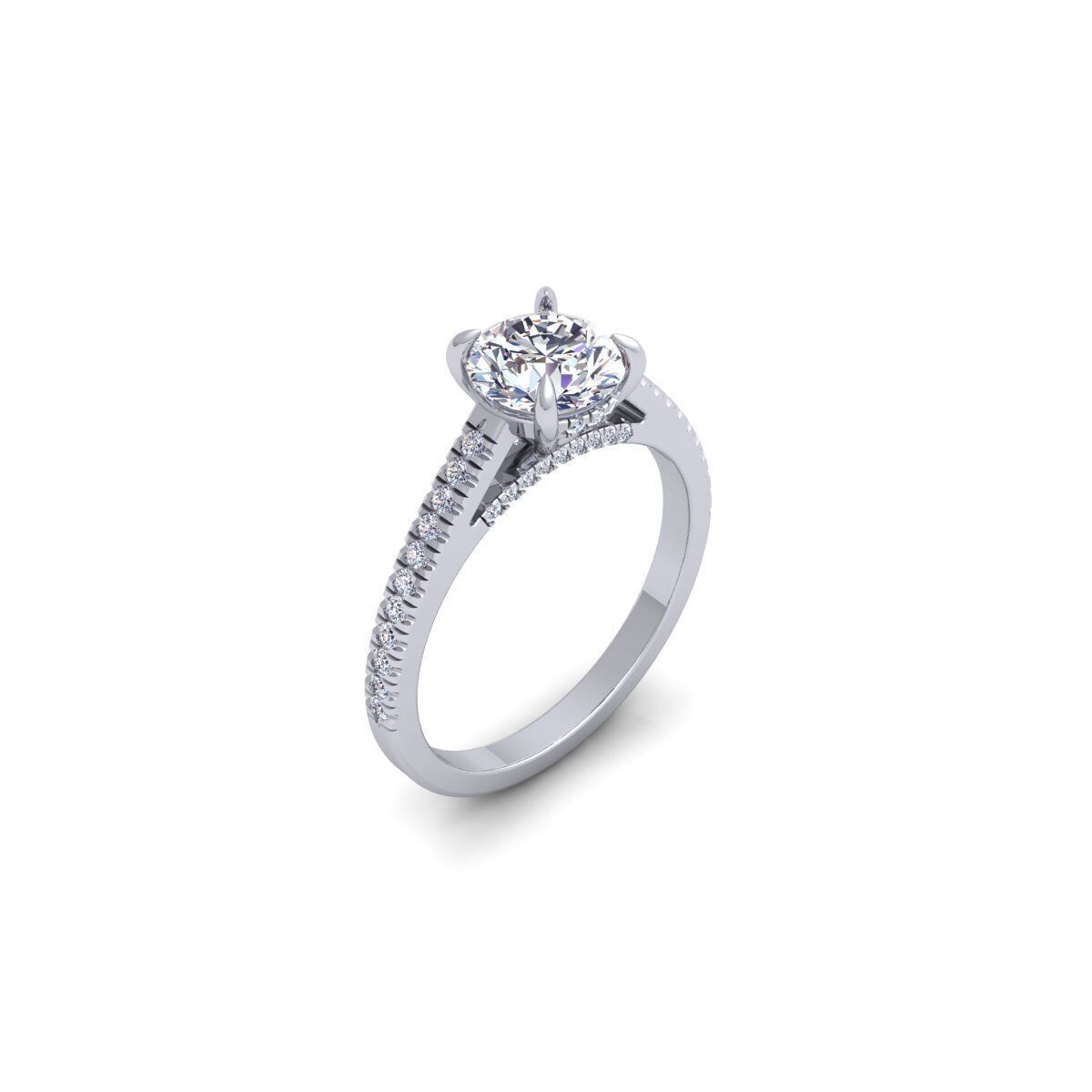 Round Engagement Diamond Ring 3d Model and Render 3D print model_8