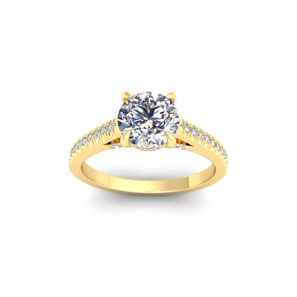 Round Engagement Diamond Ring 3d Model and Render 3D print model_1