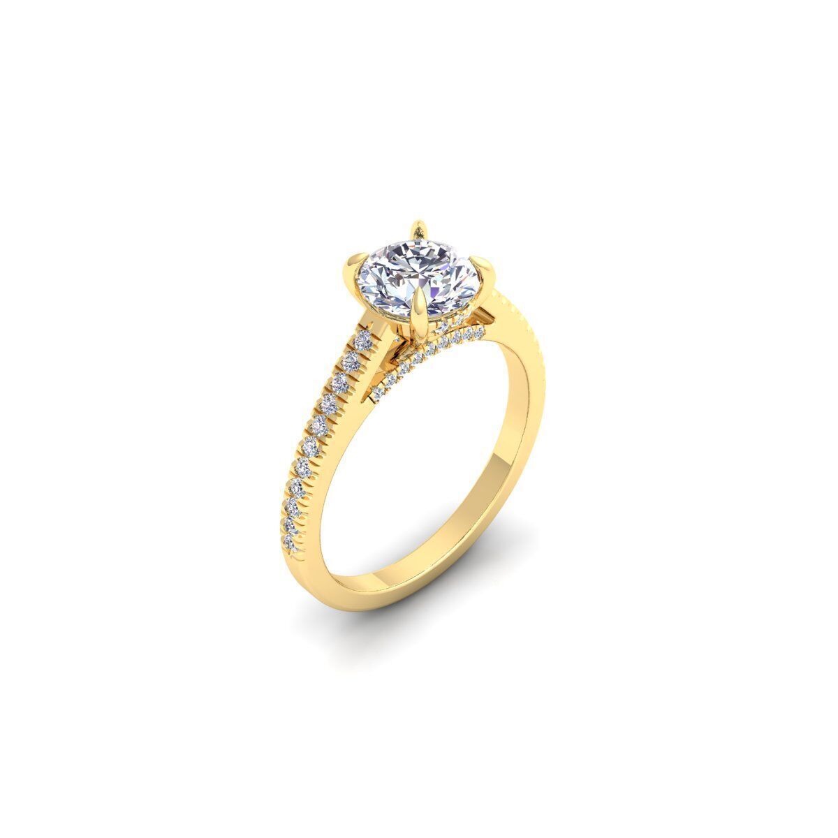 Round Engagement Diamond Ring 3d Model and Render 3D print model_6