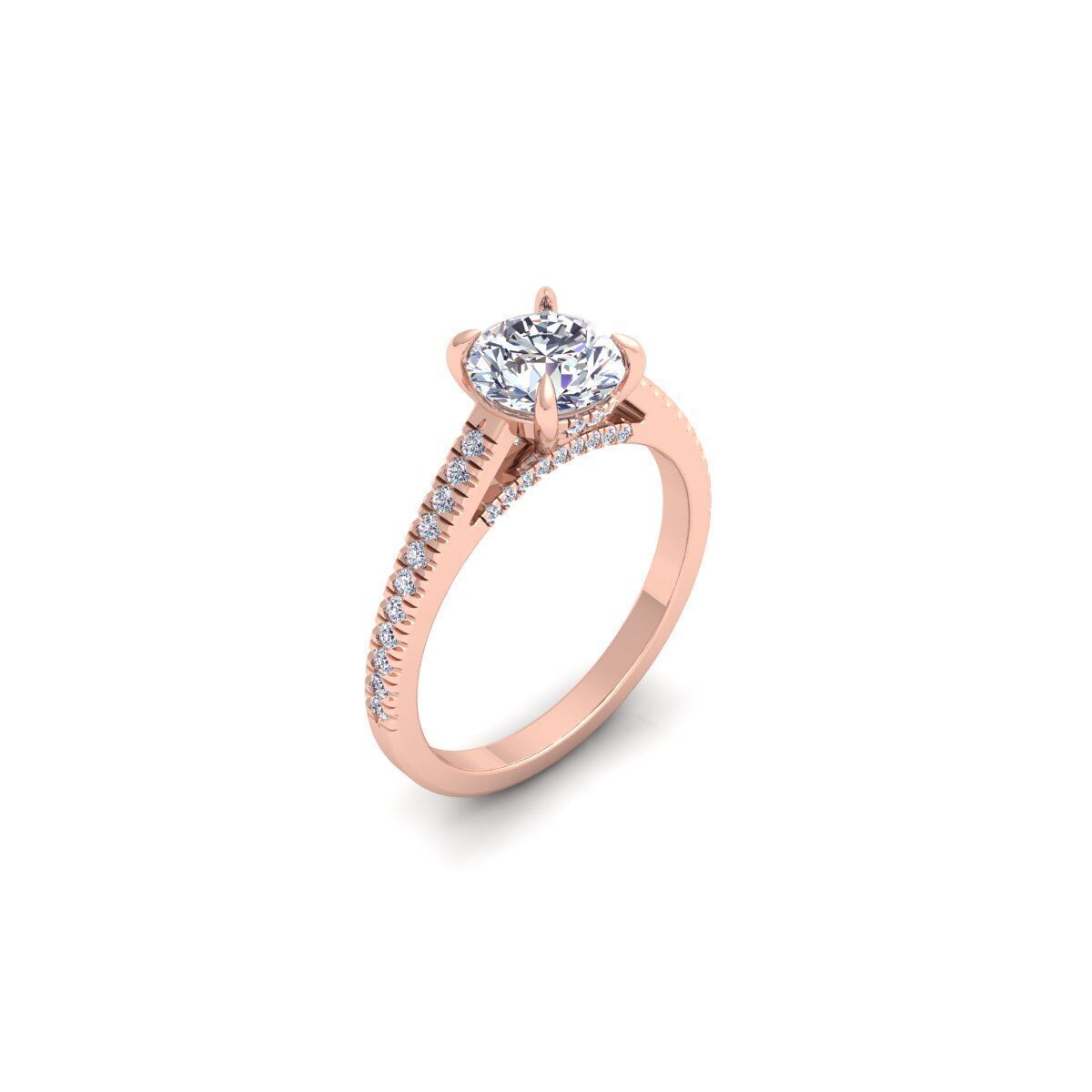 Round Engagement Diamond Ring 3d Model and Render 3D print model_7