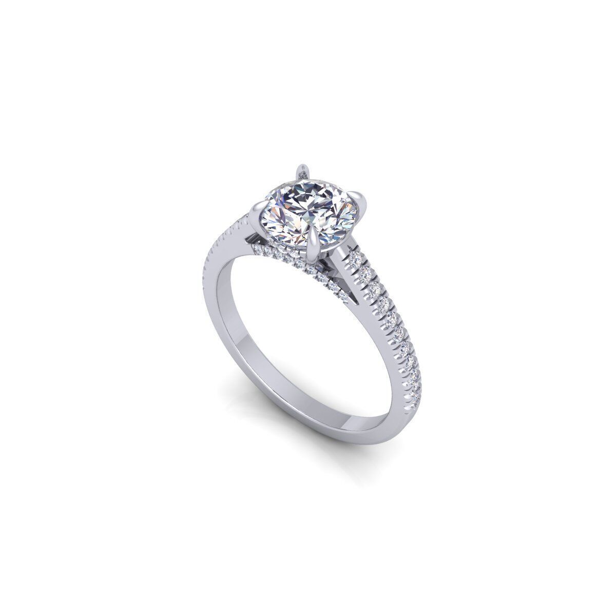 Round Engagement Diamond Ring 3d Model and Render 3D print model_11