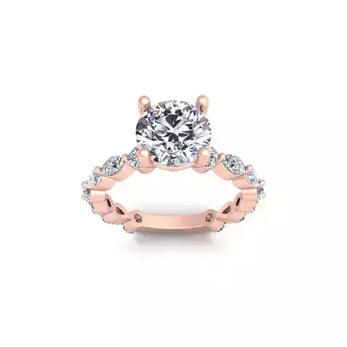 Round Engagement Diamond Ring 3d Model and Render 