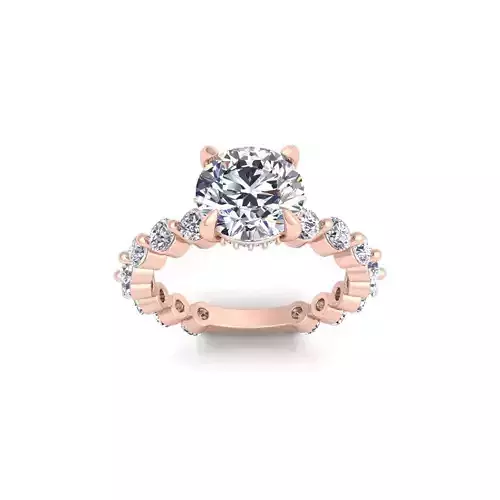 Round With Shank Round Diamond Ring 3d Model and Render 