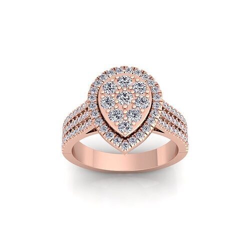 Small Stone Pear shape Diamond Ring 3d Model and Render 3D print model