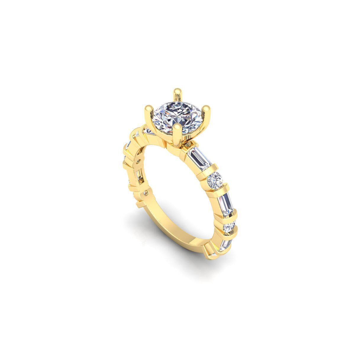 Round Solitaire Diamond Ring 3d Model and Render 3D print model_9