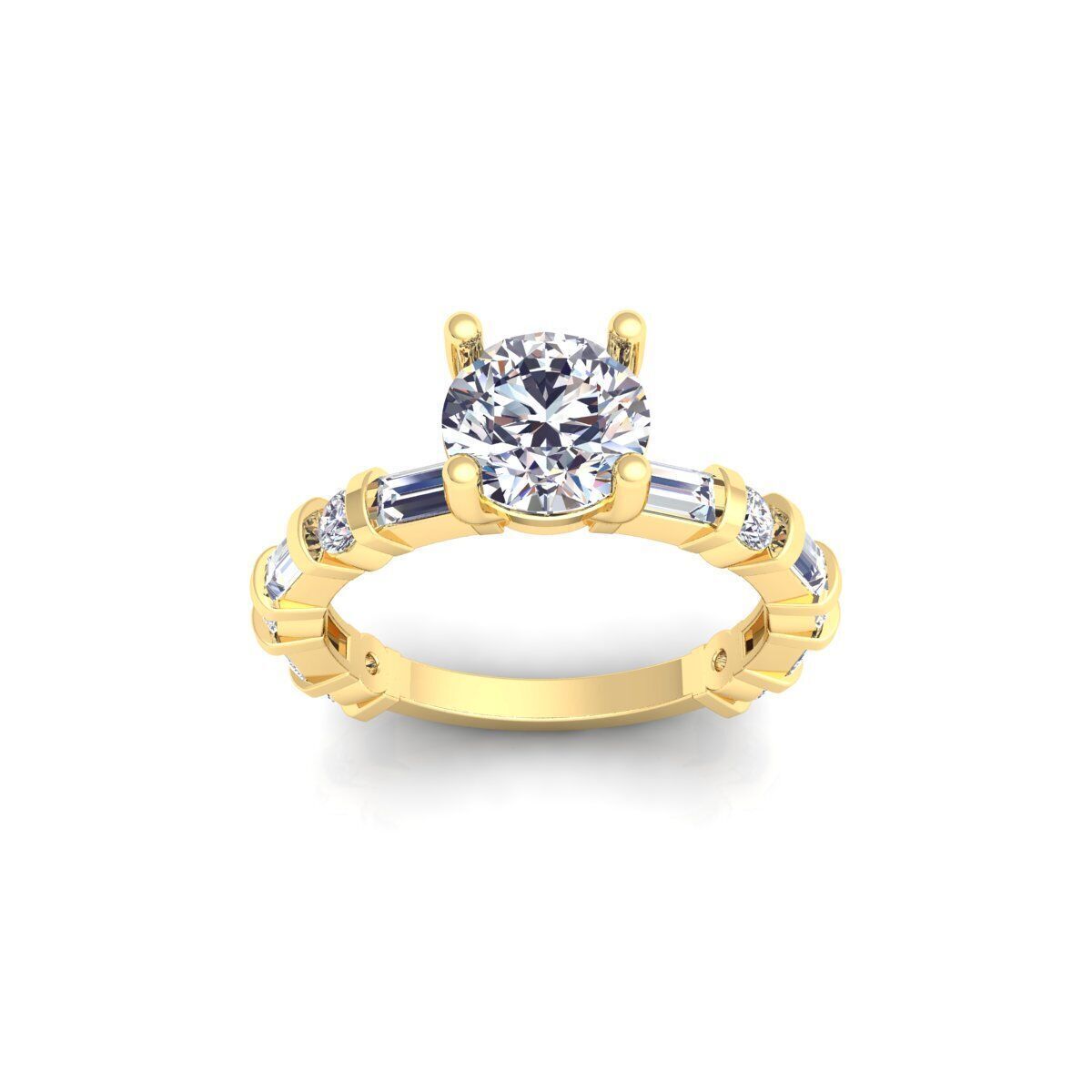 Round Solitaire Diamond Ring 3d Model and Render 3D print model_1