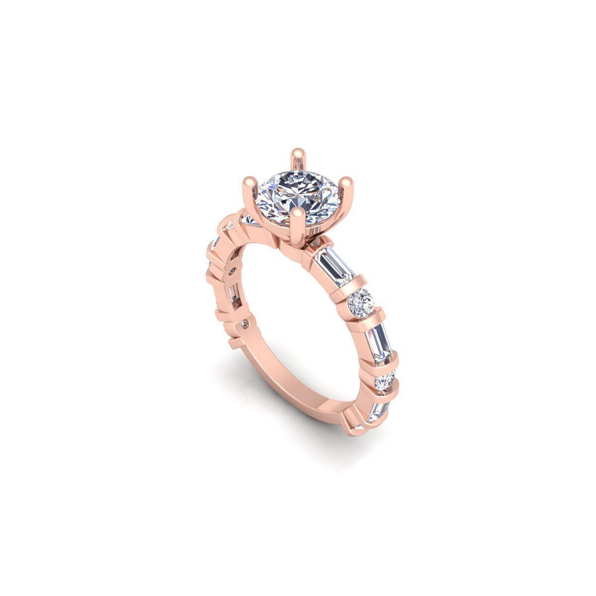 Round Solitaire Diamond Ring 3d Model and Render 3D print model_10