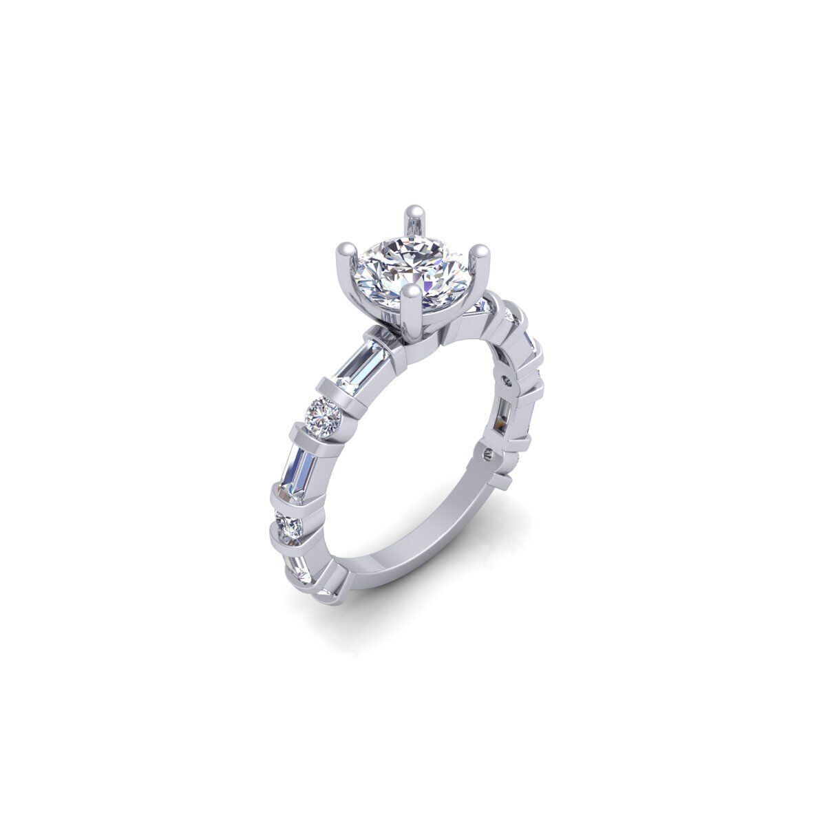 Round Solitaire Diamond Ring 3d Model and Render 3D print model_8