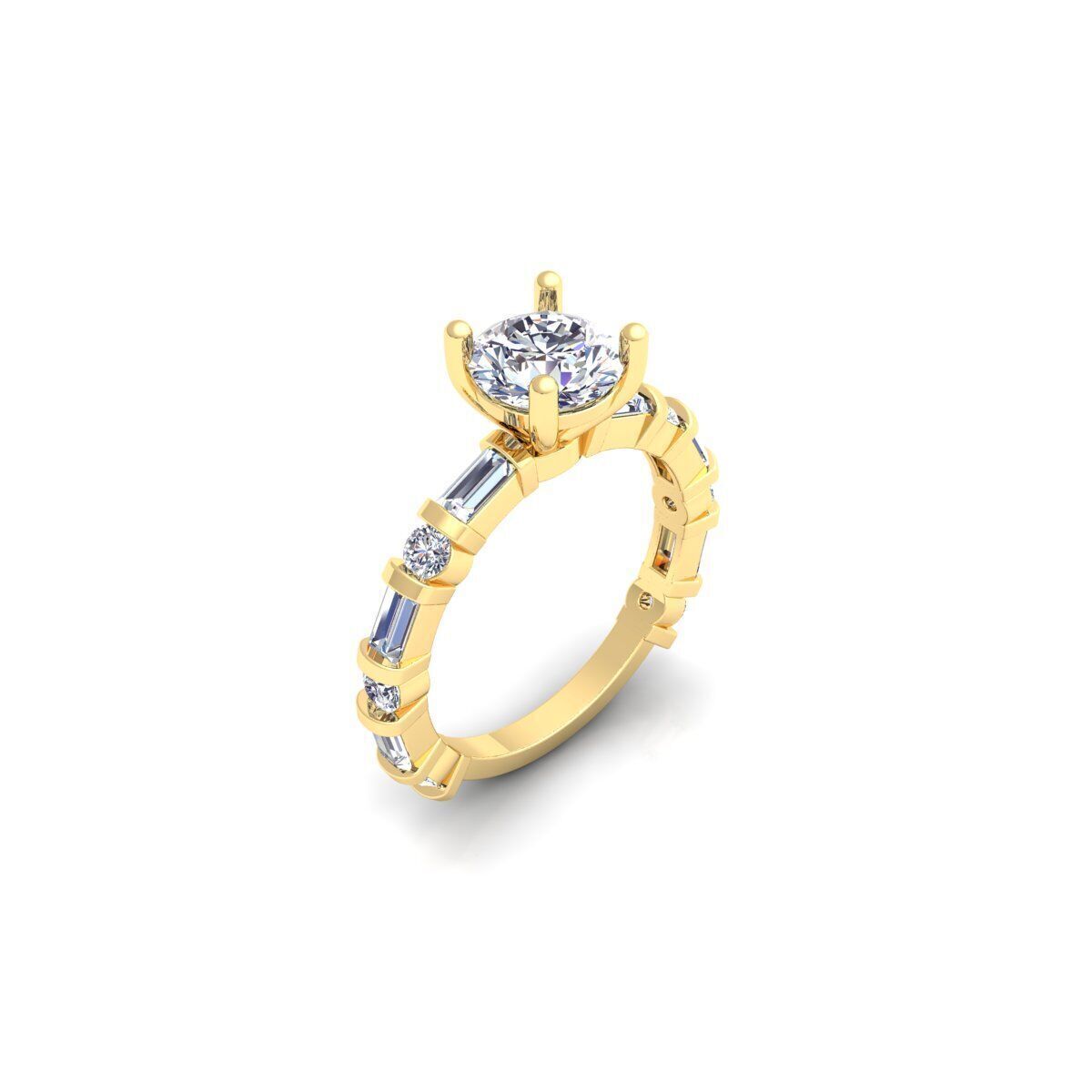 Round Solitaire Diamond Ring 3d Model and Render 3D print model_6