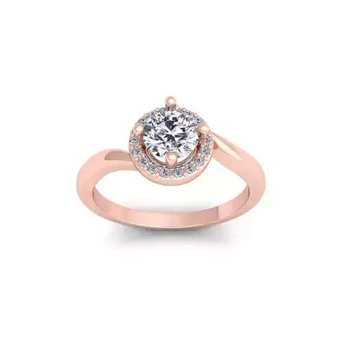 Round Halo Diamond Ring 3d Model and Render 