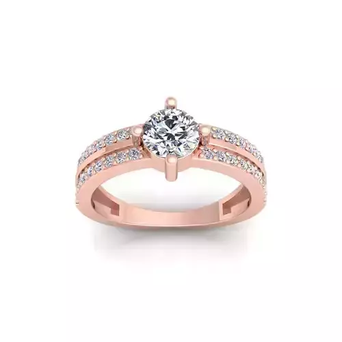 Two Row Shank Diamond Ring 3d Model and Render