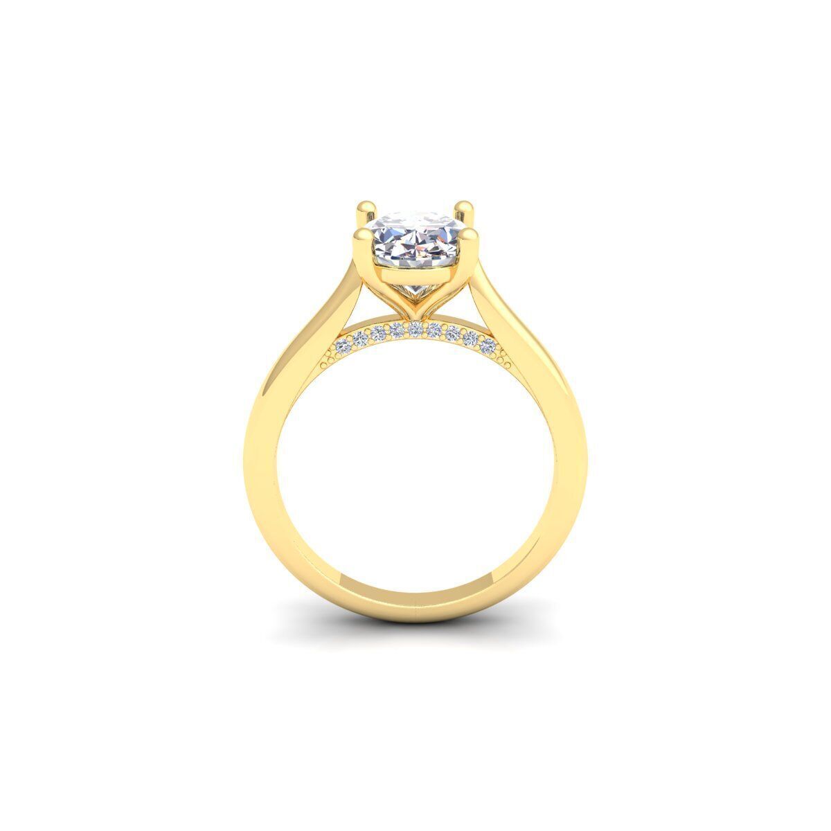 Ovel Solitaire Diamond Ring 3d Model and Render 3D print model_3