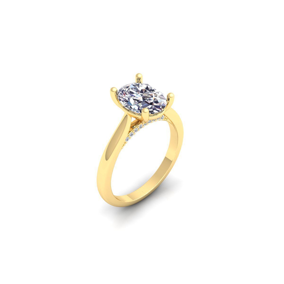 Ovel Solitaire Diamond Ring 3d Model and Render 3D print model_6