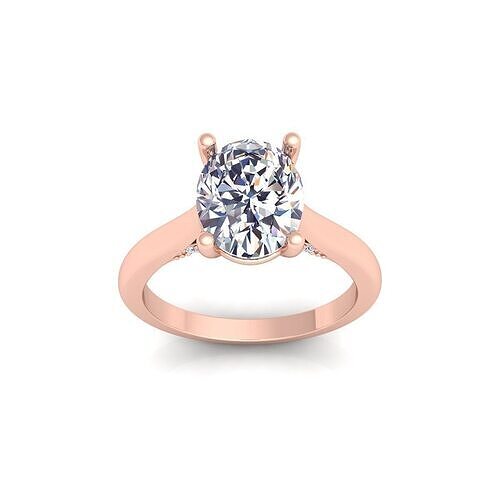 Ovel Solitaire Diamond Ring 3d Model and Render 3D print model