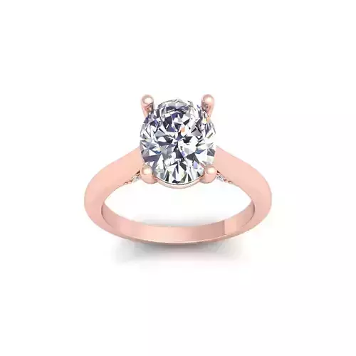 Ovel Solitaire Diamond Ring 3d Model and Render