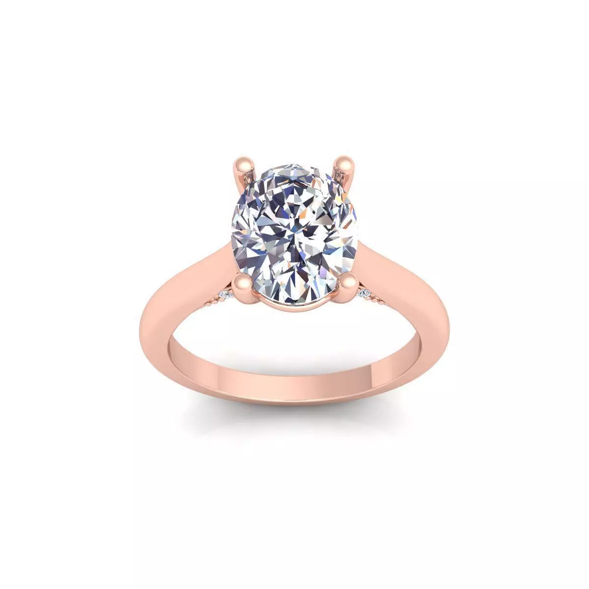 Ovel Solitaire Diamond Ring 3d Model and Render 3D print model_0