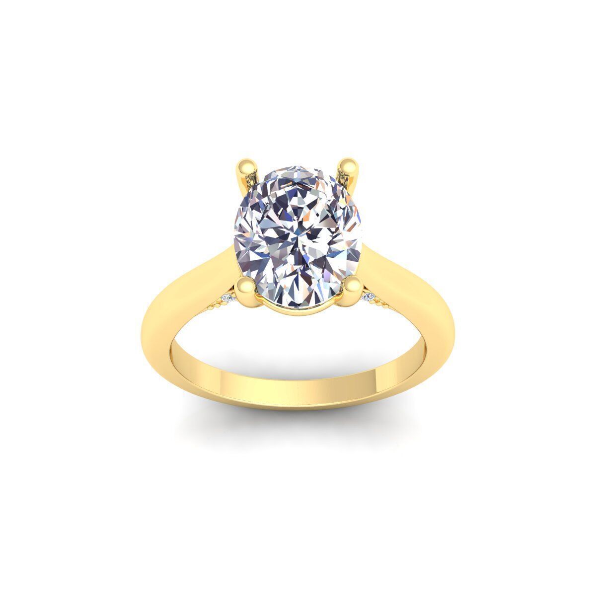 Ovel Solitaire Diamond Ring 3d Model and Render 3D print model_1