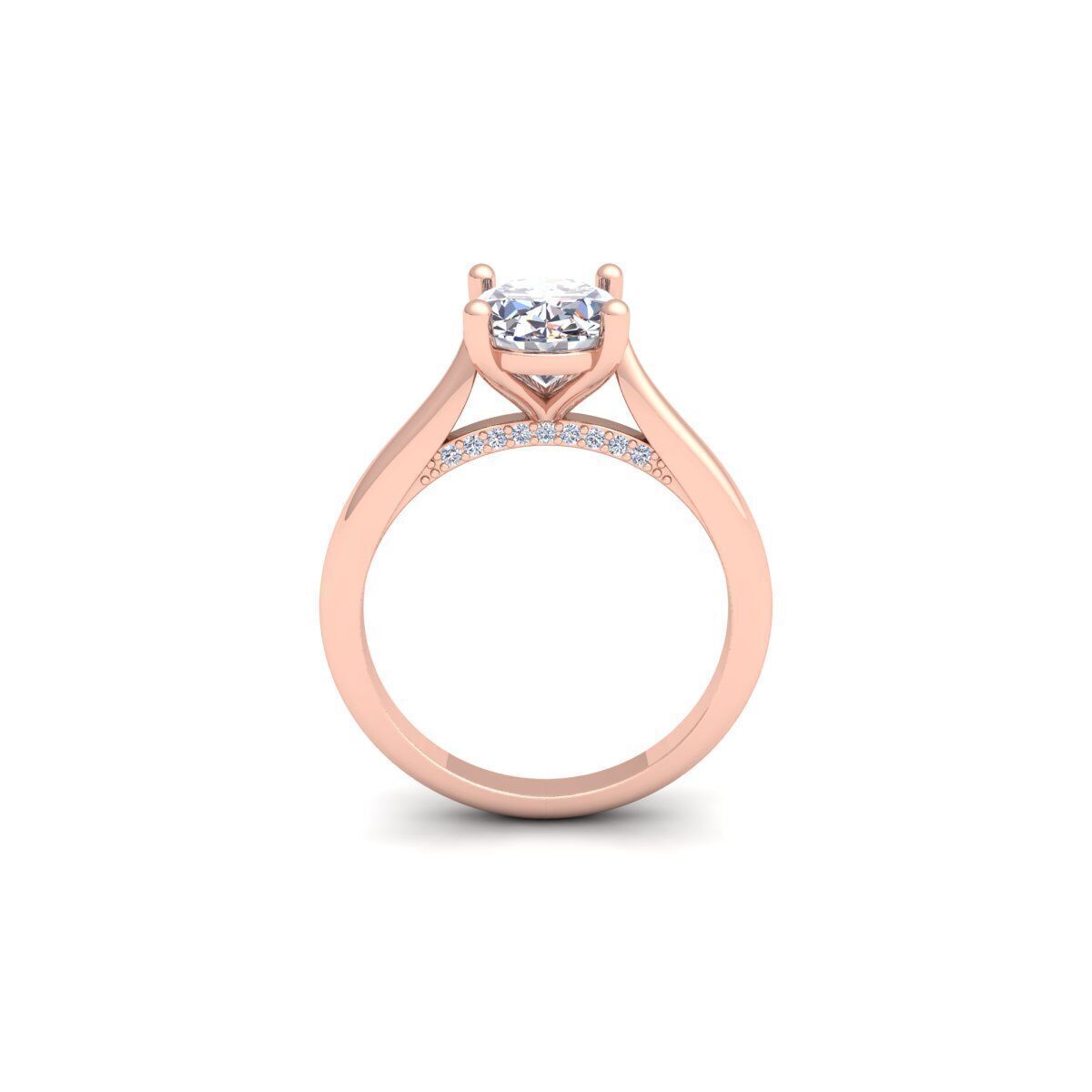 Ovel Solitaire Diamond Ring 3d Model and Render 3D print model_4