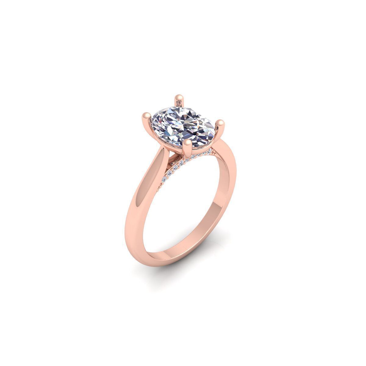 Ovel Solitaire Diamond Ring 3d Model and Render 3D print model_7