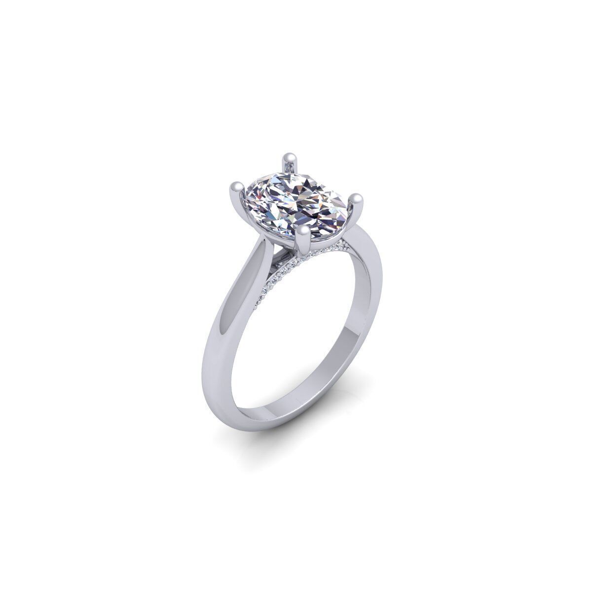 Ovel Solitaire Diamond Ring 3d Model and Render 3D print model_8