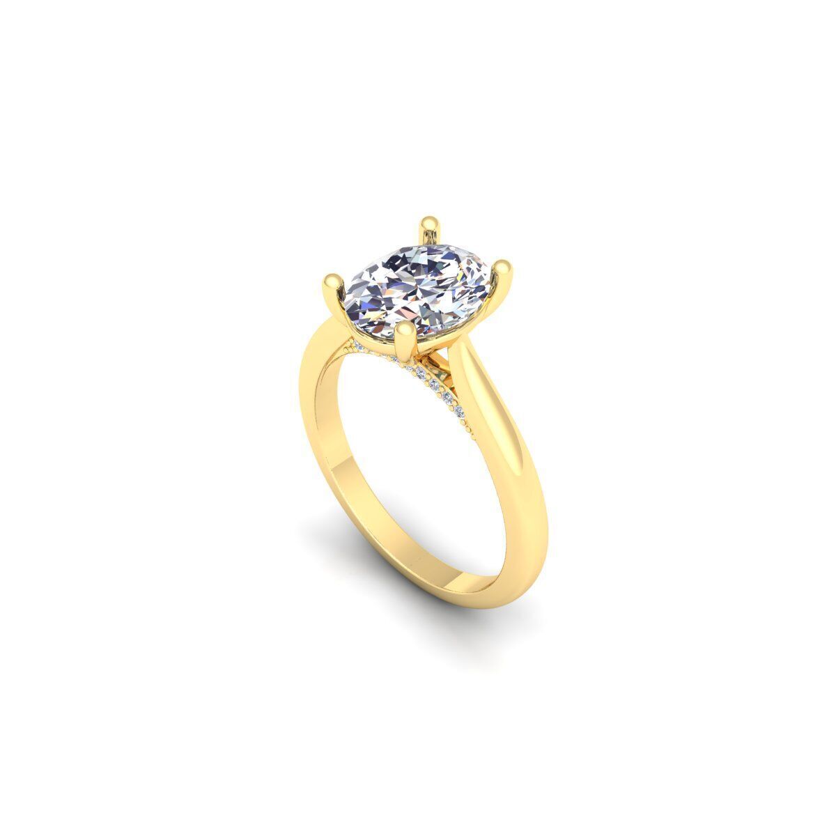 Ovel Solitaire Diamond Ring 3d Model and Render 3D print model_9