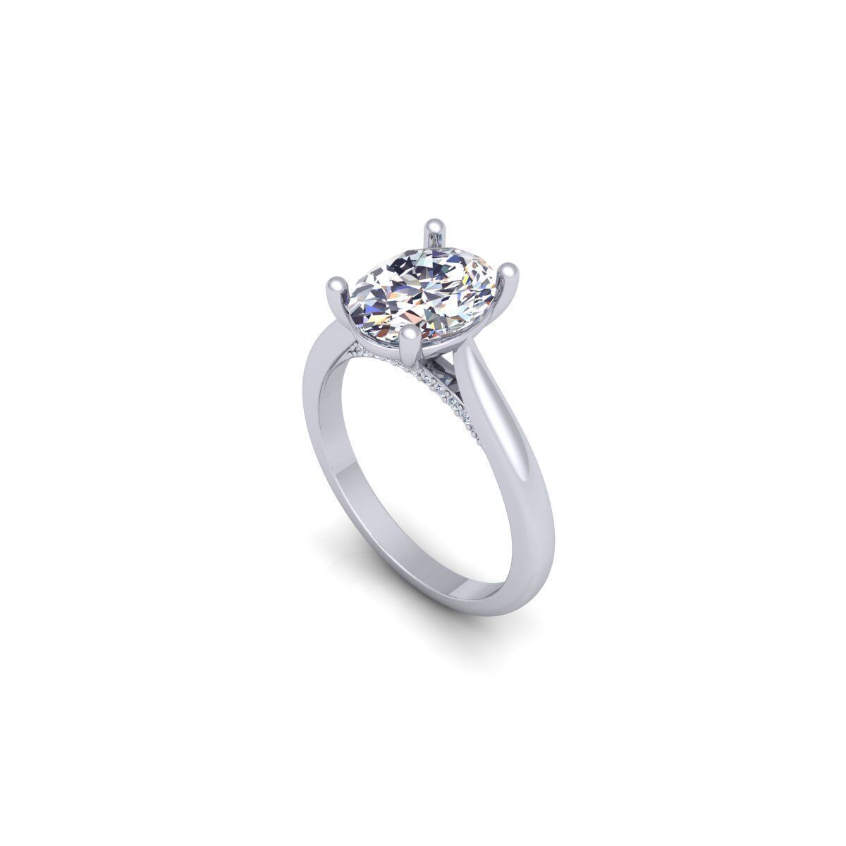 Ovel Solitaire Diamond Ring 3d Model and Render 3D print model_11
