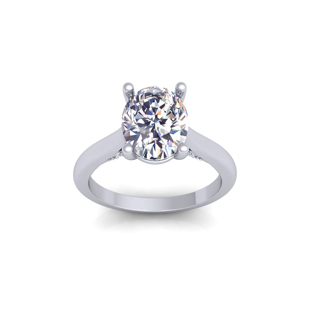 Ovel Solitaire Diamond Ring 3d Model and Render 3D print model_2