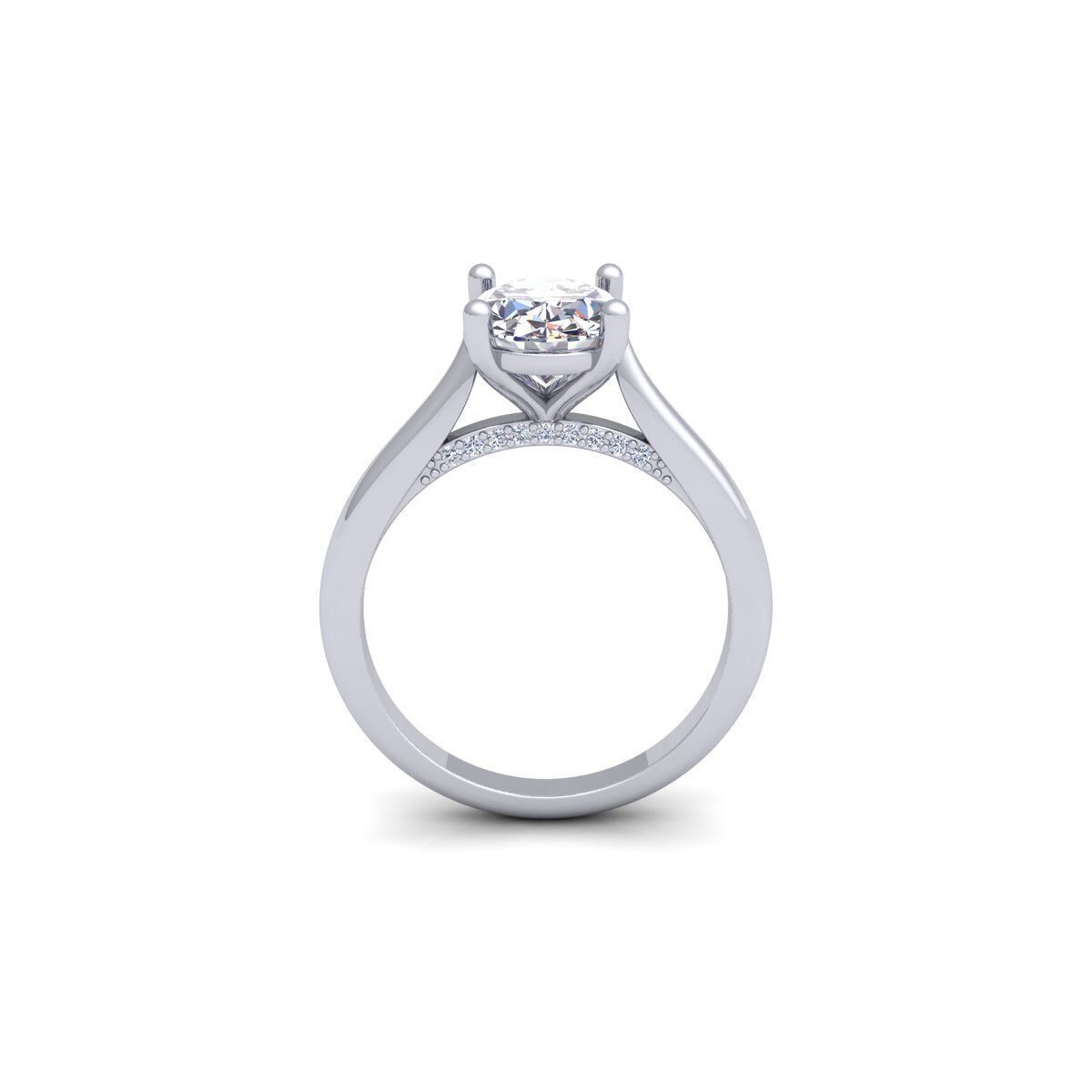 Ovel Solitaire Diamond Ring 3d Model and Render 3D print model_5