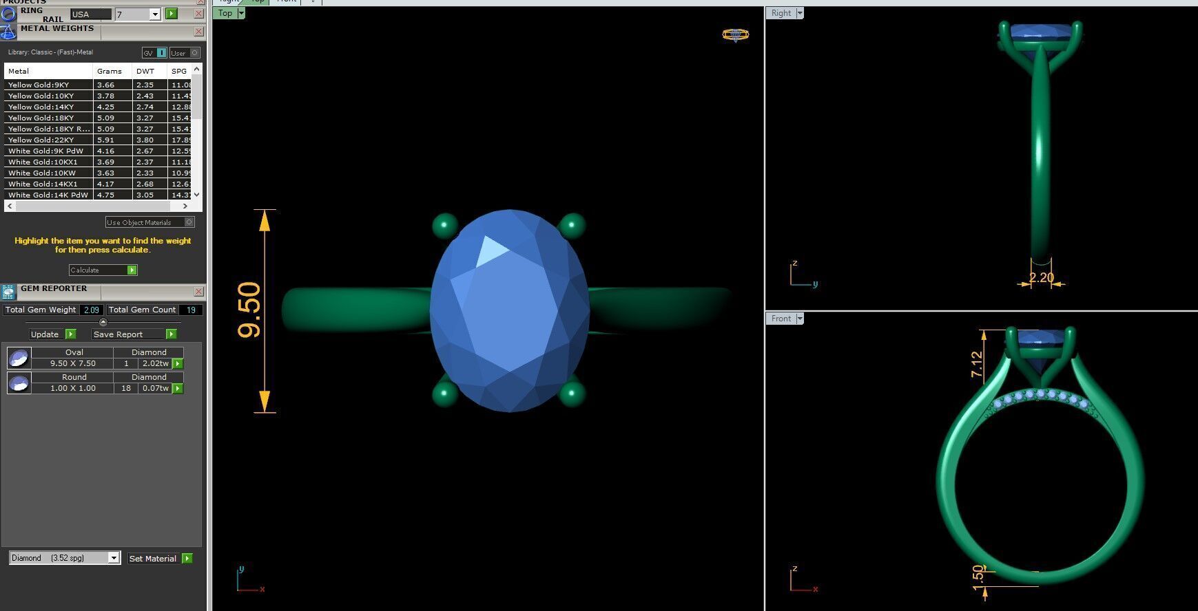 Ovel Solitaire Diamond Ring 3d Model and Render 3D print model_12