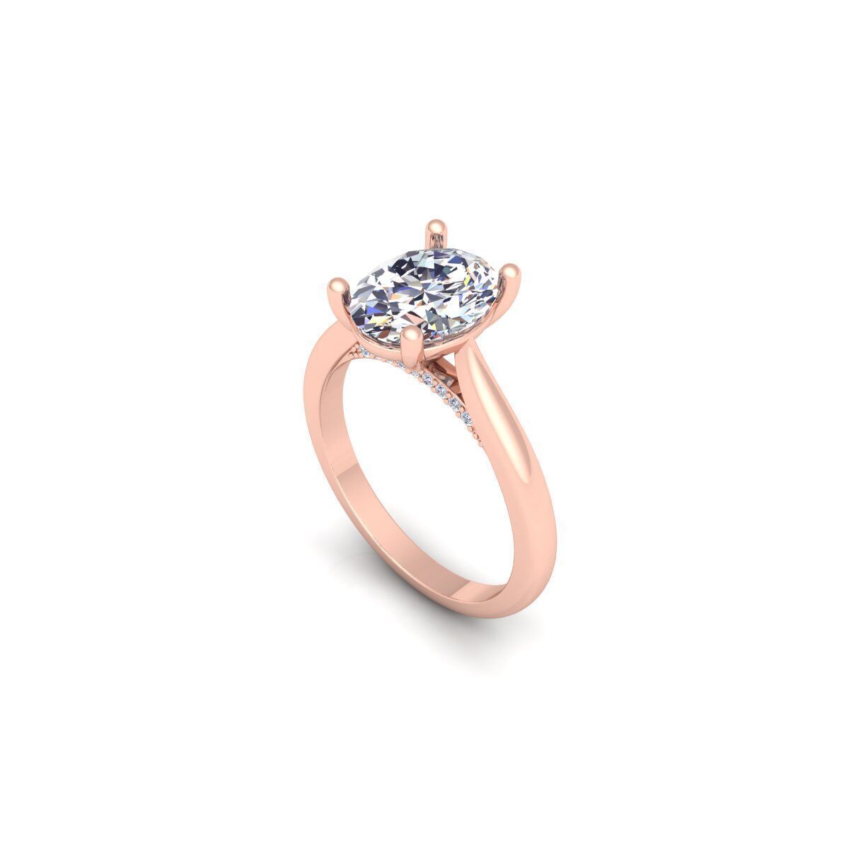 Ovel Solitaire Diamond Ring 3d Model and Render 3D print model_10
