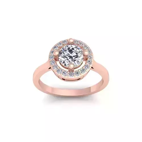 Round Halo Diamond Ring 3d Model and Render 