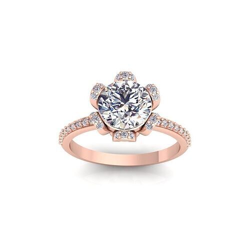 Flower Round Diamond Ring 3d Model and Render 3D print model