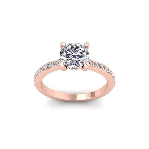 Round Solitaire Ring 3d Model and Render  3D print model