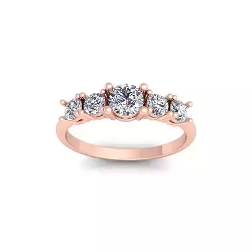 5 Stone Round Ring 3d Model and Render  3D print model