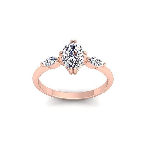 Ovel With Marquees Diamond Ring 3d Model and Render 3D print model