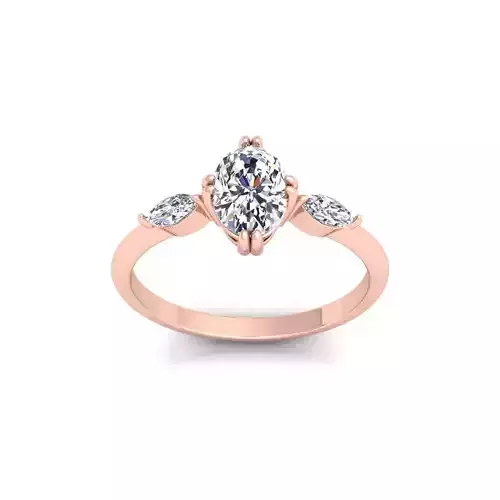 Ovel With Marquees Diamond Ring 3d Model and Render