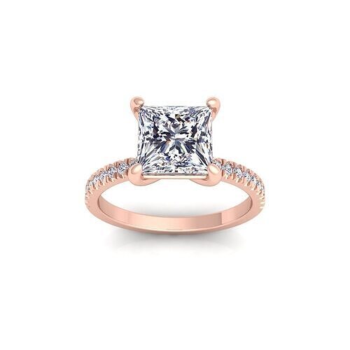 Princess Solitaire Diamond Ring 3d Model and Render 3D print model