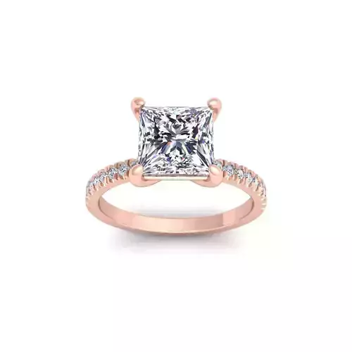 Princess Solitaire Diamond Ring 3d Model and Render